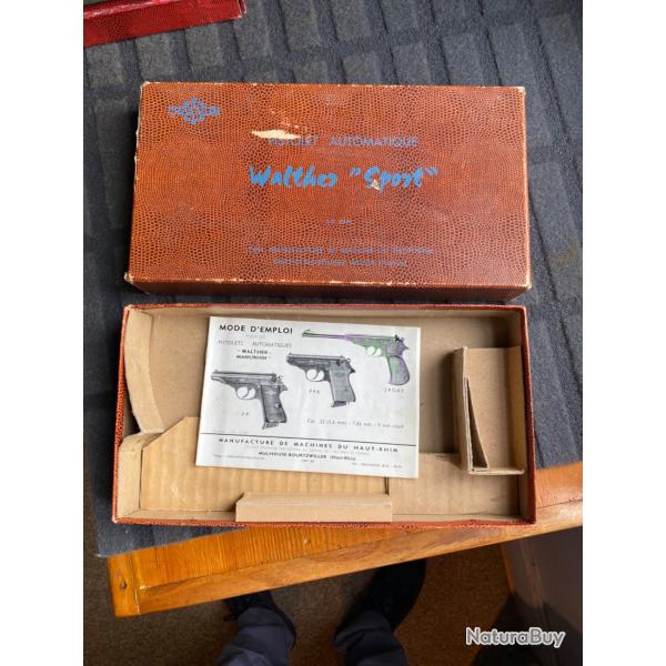 Bo�te d'origine et notice pistolet �walther sport �22 lr