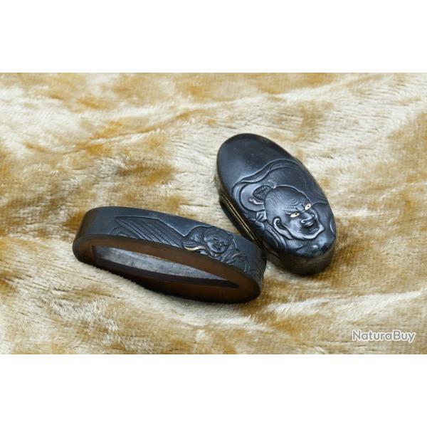 Superbe parure Fuchi Kashira �cole Hamano de p�riode EDO