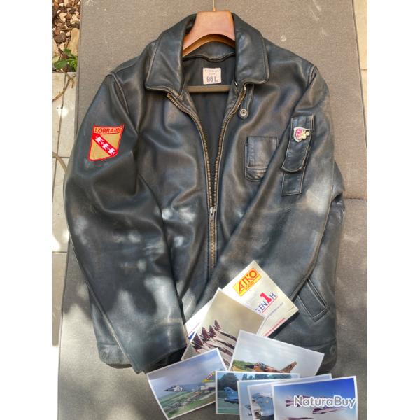 Blouson Pilote de Chasse  PN Arm�e de l'Air M.J. AS de Cuir 96L BA 118 Esc. 3/30 Lorraine  1988