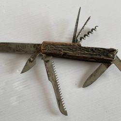 Ancien Couteau 8 pi&egrave;ces outils lames Multifonctions PRADEL