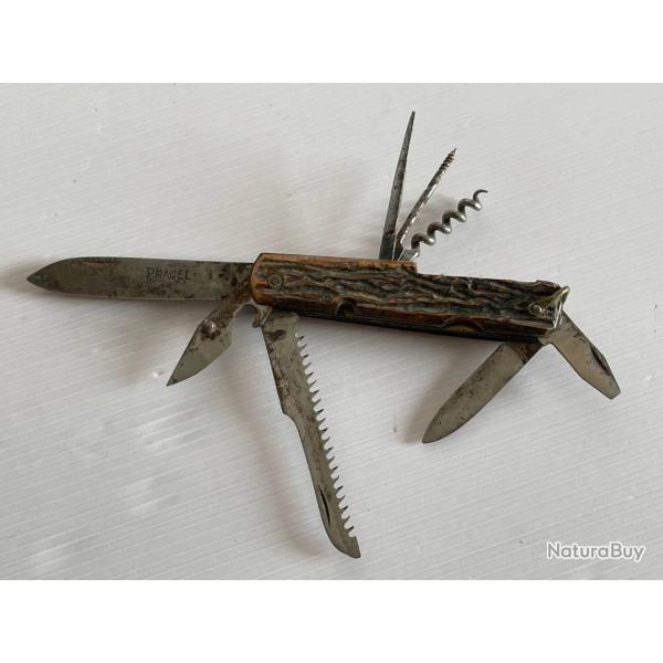 Ancien Couteau 8 pi�ces outils lames Multifonctions PRADEL