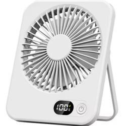 Mini Ventilateur Portable USB Rechargeable 5 Vitesses Pliable Bureau Camping Blanc