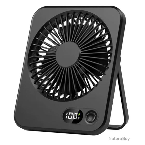 Mini Ventilateur Portable USB Rechargeable 5 Vitesses Pliable Bureau Camping Noir