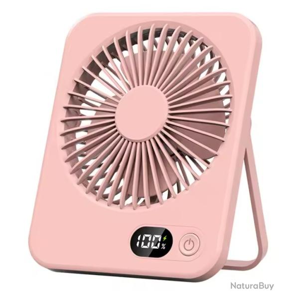 Mini Ventilateur Portable USB Rechargeable 5 Vitesses Pliable Bureau Camping Rose