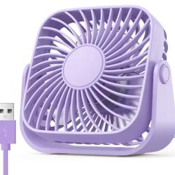Mini Ventilateur USB Portable 4 Pouces - Silencieux 3 Vitesses - Bureau Camping Violet