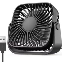 Mini Ventilateur USB Portable 4 Pouces - Silencieux 3 Vitesses - Bureau Camping Noir
