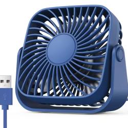 Mini Ventilateur USB Portable 4 Pouces - Silencieux 3 Vitesses - Bureau Camping Bleu
