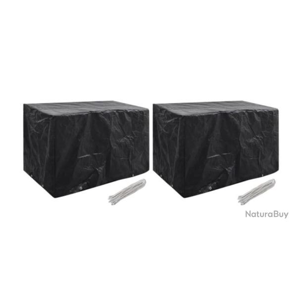 Housse salon jardin poly�thyl�ne noir 140x70x90 cm protection UV 8 oeillets 2pcs