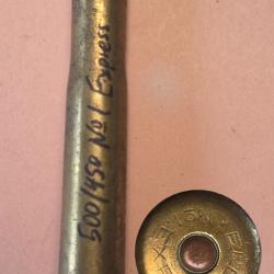 Une cartouche Eley No 1 cal 500/450 R poudre noire balle plomb calpin&eacute;e en D