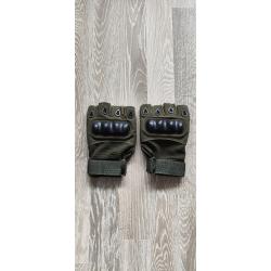 Gants tactiques coqu&eacute;s type mitaines  Vert Olive  Taille L