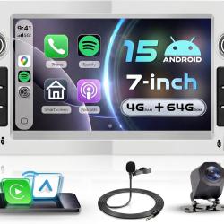 4G+64G Autoradio Argent Android 15 pour Opel Corsa C/D Zafira B Astra H Meriva Vivaro Signum Combo,