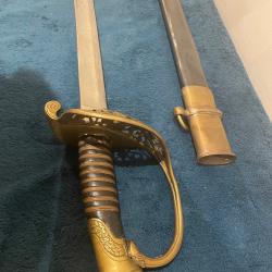 Sabre d'officier am&eacute;ricain U.S. Model 1850 + fourreau + dragonne + ceinturon