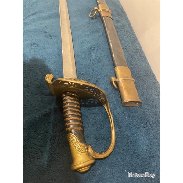 Sabre d'officier am�ricain U.S. Model 1850 + fourreau + dragonne + ceinturon