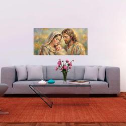 Peinture impressionniste sur toile acrylique / J&eacute;sus Marie et Joseph / Panoramique (120x60) cm