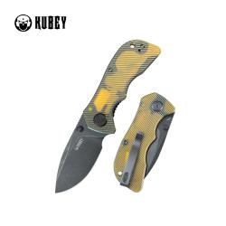 Couteau Kubey Karaji Lame Acier D2 black stonewash Manche Ultem translucide liner lock KUB180M
