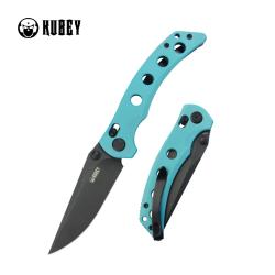 Couteau Pliant Kubey Hound Lame Acier 14C28N Sandvik black stonewash Manche G10 bleu Tiffany KUB172D