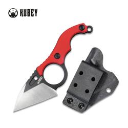 Couteau Fixe Kubey Hippocam Lame D2 Black Stonewash Manche G10 Rouge Full Tang Etui Kydex KUB166D -