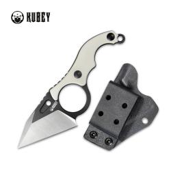 Couteau Fixe Kubey Hippocam Lame D2 Black Stonewash Manche G10 Ivoire Full Tang Etui Kydex KUB166C -