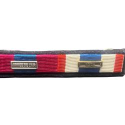 (133.014) Barrette Dixmude - M&eacute;daille D&eacute;fense Nationale Bronze + M&eacute;daille Protec