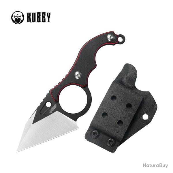 Couteau Fixe Kubey Hippocam Lame D2 Stonewash Tanto Manche G10 Etui Kydex KUB166A