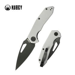 Couteau Pliant Kubey Coeus Lame Acier 14C28N Sandvik blackwash Manche G10 blanc liner lock KUB122Z -