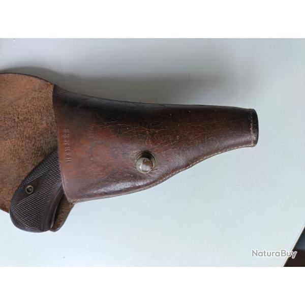 Holster Herm�s ancien + Revolver Bulldog belge 6 coups (.320) - Ensemble rare (1890-1910)