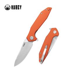 Couteau Pliant Kubey Nova Lame Acier 14C28N Sandvik satin Manche G10 orange liner lock KUB117M