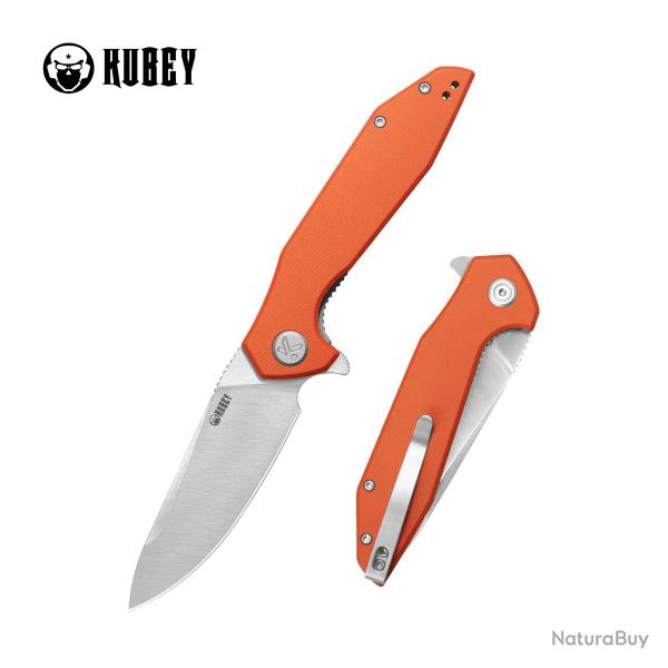 Couteau Pliant Kubey Nova Lame Acier 14C28N Sandvik satin Manche G10 orange liner lock KUB117M
