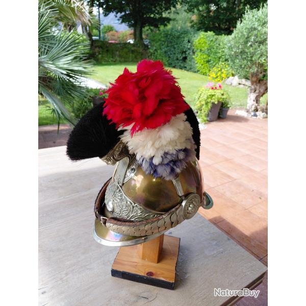 Casque d�but du  si�cle  model 1912 de gendarme  �  pied original tr�s d�coratif