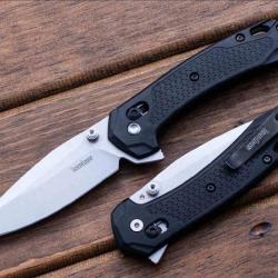 Couteau Kershaw Bonneville Lame Drop Point Acier 14C28N Manche GFN Noir DuraLock Clip USA KS6000