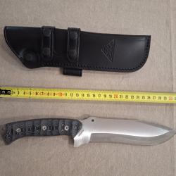 Couteau EXPLORERBLACK - Lame fixe 19 cm MOVA-58 - Manche Micarta - &Eacute;tui cuir - Neuf