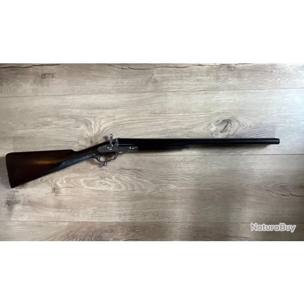 Fusil de chasse � percussion centrale R. Marrison Norwich, prim� en 1871, calibre 12/65.