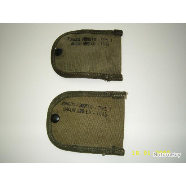 WW2 US LOT DE 2 PETITES POCHETTES POUR KIT DE NETTOYAGE ARMES MILITAIRES AM�RICAINES 1945