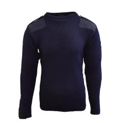 Pull Officier Marine Nationale Saint James : laine peign&eacute;e marin L