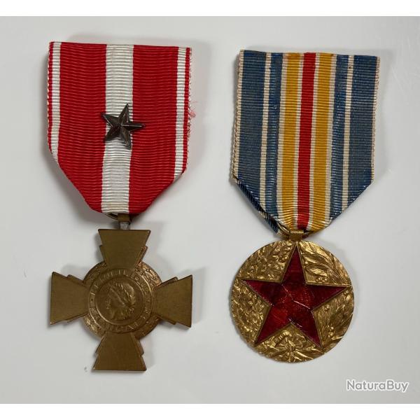 France - Lot M�daille des bless�s & Valeur militaire/Wounded Medal & Valor Cross
