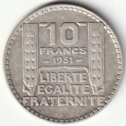 Pi&egrave;ce de Monnaie France 10 francs Turin 1931 Argent