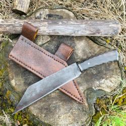 scramasax viking d'artisan / manche en corne / lame acier carbone 1095