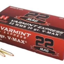 CARTOUCHES HORNADY 22WMR V-MAX 30 GR PAR 250