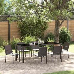 Ensemble de salle &agrave; manger pour jardin 7 pcs Marron et Noir