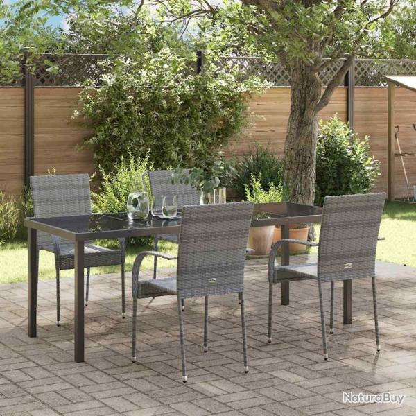 Ensemble de salle � manger pour jardin 5 pcs Gris