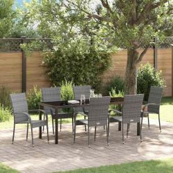 Ensemble de salle &agrave; manger pour jardin 7 pcs Gris