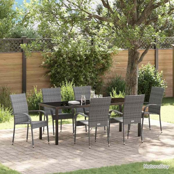Ensemble de salle � manger pour jardin 7 pcs Gris