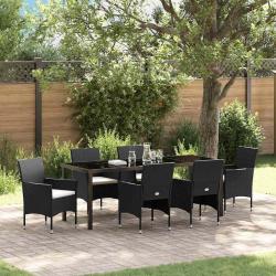 Ensemble de salle &agrave; manger pour jardin 7 pcs Noir polyrotin