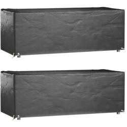 Housse salon jardin PE noir 192x82x65 cm imperm&eacute;able anti UV 2 pcs