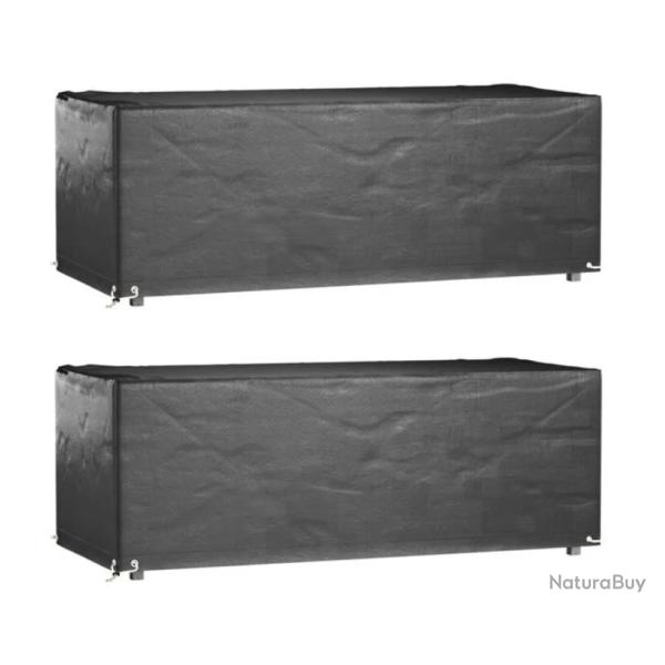 Housse salon jardin PE noir 192x82x65 cm imperm�able anti UV 2 pcs