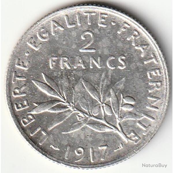 Pi�ce de Monnaie Argent France 2 francs Semeuse 1917