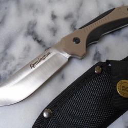 Couteau Remington Sportsman Skinner Bushcraft Manche Black/Tan Polymer Lame Acier 440 Etui Nylon 675