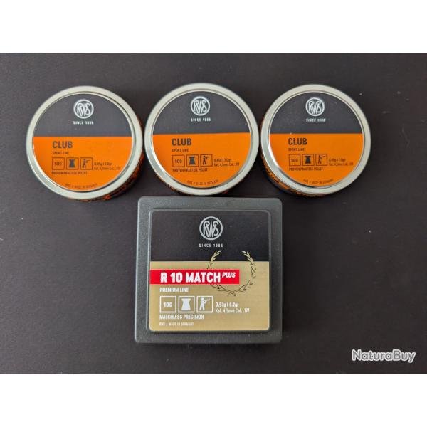 Plombs RWS Club et Match Plus 4.5mm