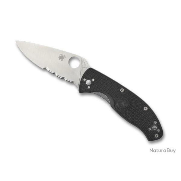 Couteau Spyderco Tenacious Noir semi-dent�e