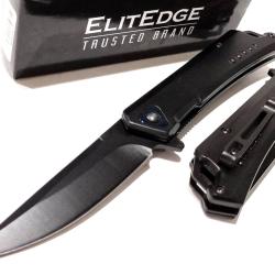 Couteau Tactical Urban ElitEdge A/O Black Lame Traling Point Acier 420C Manche M&eacute;tal Linerlock 3sbk